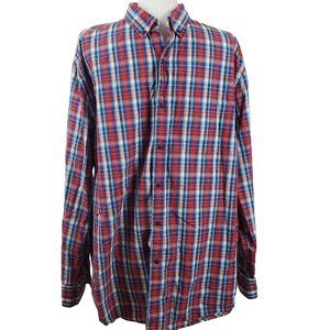Hawker Rye Red Blue Plaid Button Up Collared Shirt Size XL